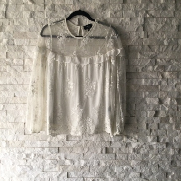 Vici Collection Ivory Embroidered Lace Blouse - Picture 2 of 3